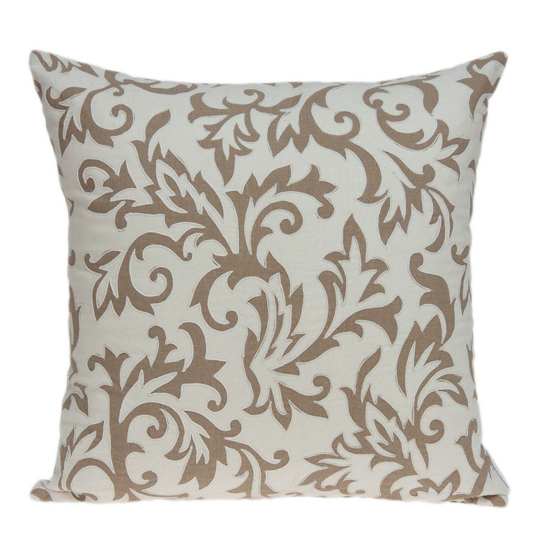 Housse de coussin décoratif en coton 20 po beige