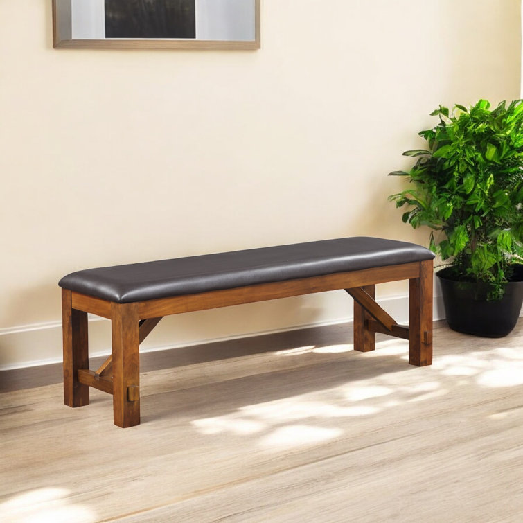 Areni Upholstered Bench in Espresso and Walnut