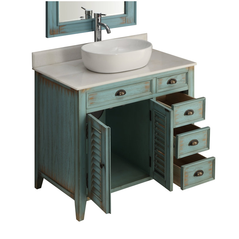 Snyder 36'' Single Bathroom Vanity with Marble Top