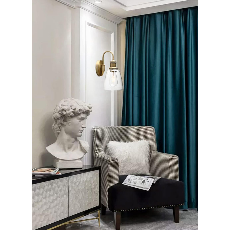 Modern Vintage Brass Wall Sconce With Clear Oval Glass Shade And Industrial Gooseneck Design For Bathroom, Kitchen, And Living Room