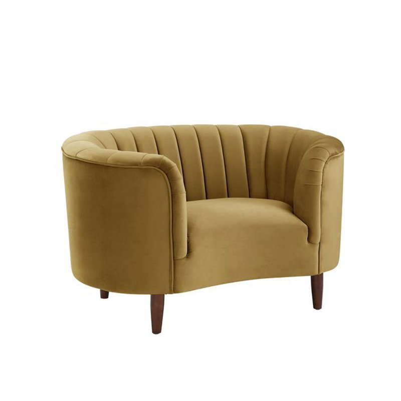 Fauteuil demi-tonneau 52 po, Velours olive