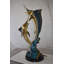 Statue bronze Krisha paire de poissons Marlin en mer, taille: 15 po x 17 po x H 40 po