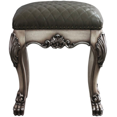 Vintage Style Grey And Bone White Vanity Stool For An Elegant Bedroom A Charming by Latitude Run