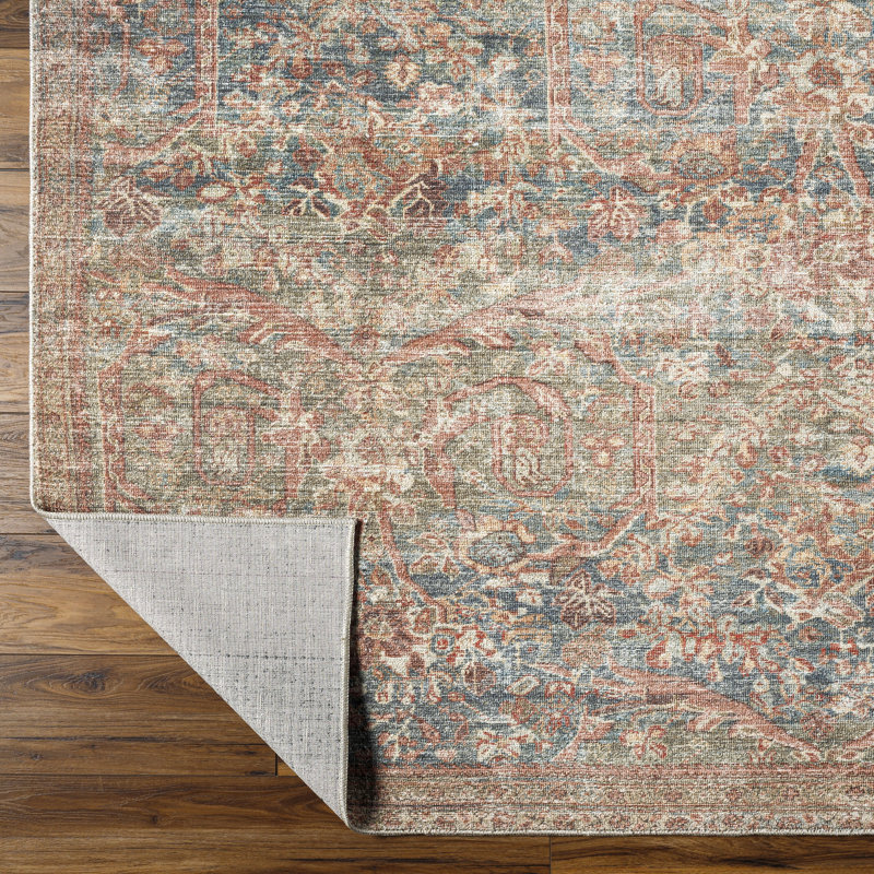 Marlene Burgundy and Olive Vintage Rectangular Area Rug