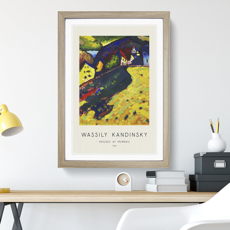 Houses at Murnau by Wassily Kandinsky - Picture Frame Painting, 36cm H x 27cm W x 2cm D, Oak Framed