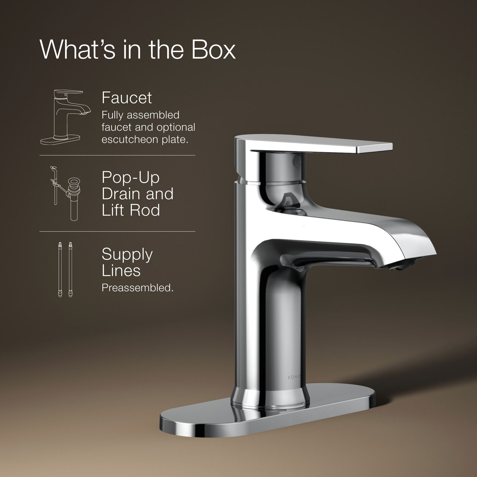 Hint Single-Handle Bathroom Faucet with Drain, Polished Chrome