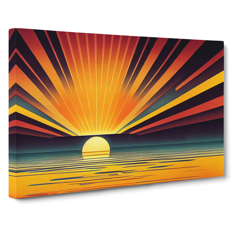 Art Deco Sunrise Abstract - Wrapped Canvas
