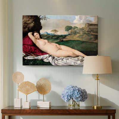 Giorgione (fini par le Titien) "Sleeping Venus (Dresden Venus)" - Art mural de qualité musée sur toile tendue