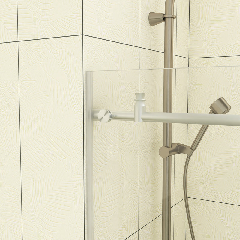 56 To 60 In. W X 60 In. H Single Sliding Frameless Tub Door, Brushed Nickel