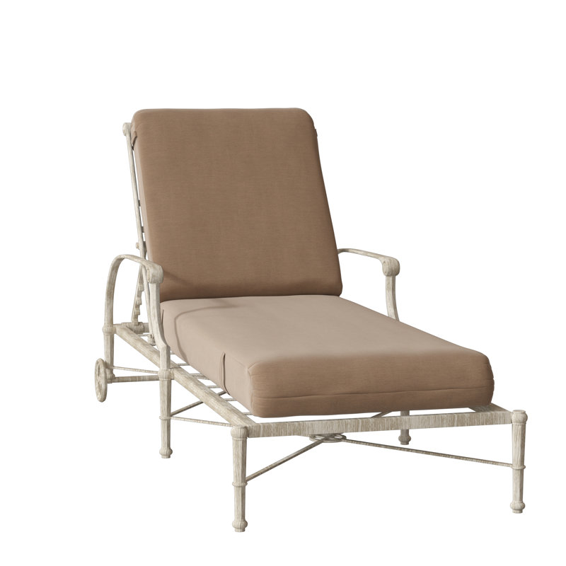 Delphi 32'' Outdoor Aluminum Chaise Lounge, Canvas Navy Sunbrella® Canvas, Weathered White