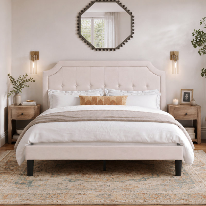 Tête de lit tapissier Kempst, Double, Beige