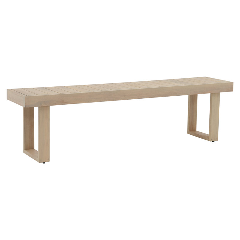 Banc d'extérieur en bois d'acacia à pieds en U, Natural Teak 