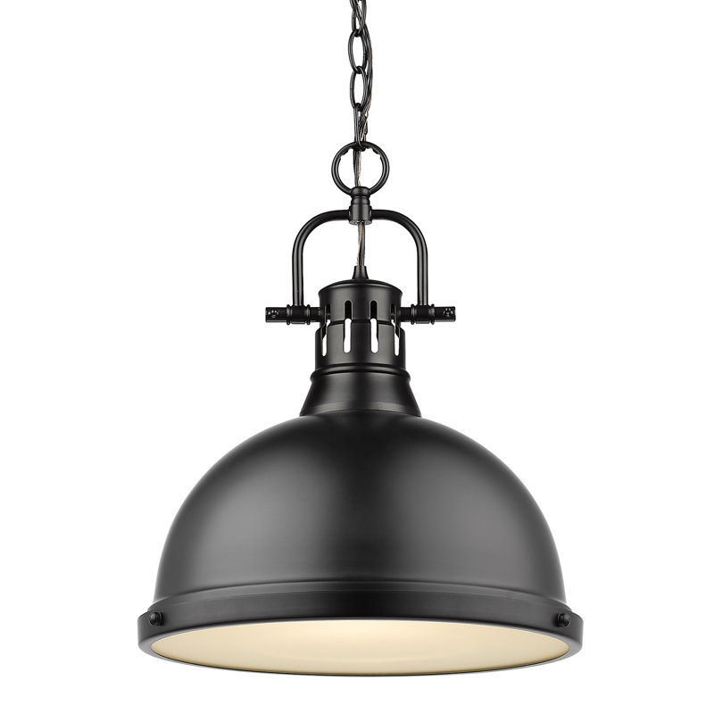 Luminaire suspendu en forme de dôme 1 lumière Alethia, Noir mat, Noir mat