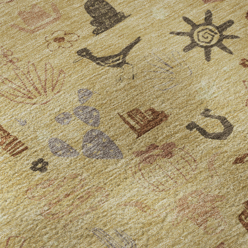 Tapis de qualité supérieure lavable à la machine Villers, Doré, 3' x 5'