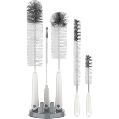 Ensemble de 5 brosses de nettoyage pour bouteilles avec support de rangement, brosses de nettoyage pour bouteilles à col étroit, bouteilles d'eau, biberons, gobelets, verres à boire, verres