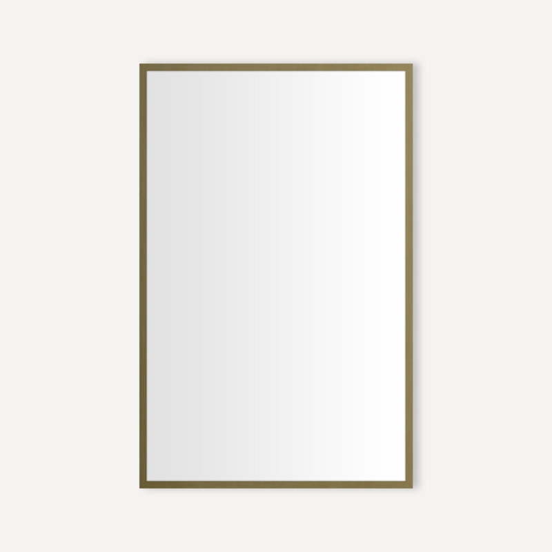 Miroir mince en métal, Laiton vieilli, H 30 po x l 19,25 po