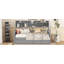Lit de jour simple avec support en lattes de bois, tablettes de chevet et deux tiroirs de rangement pour une utilisation polyvalente.-887900806-887900805