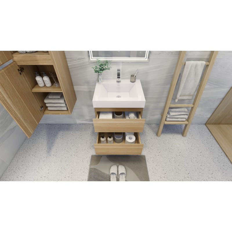 Mitul 23.5'' Single Bathroom Vanity with Acrylic Top, Coburg Oak
