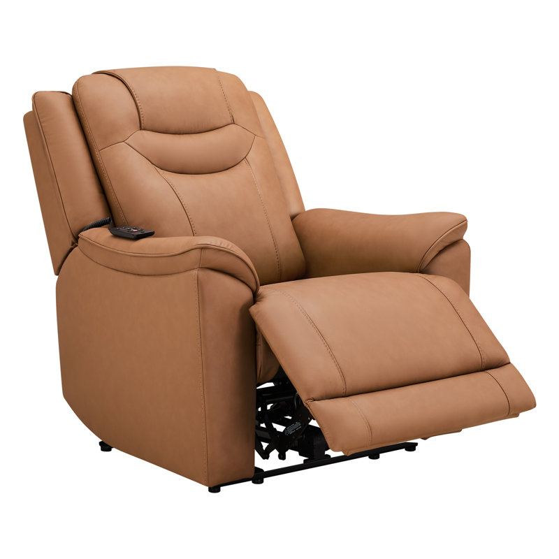 Fauteuil inclinable électrique de massage en cuir véritable avec télécommande, Aline noyer cendré