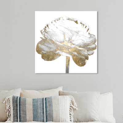 Découpage de fleurs blanches et dorées - peinture sur toile tendue