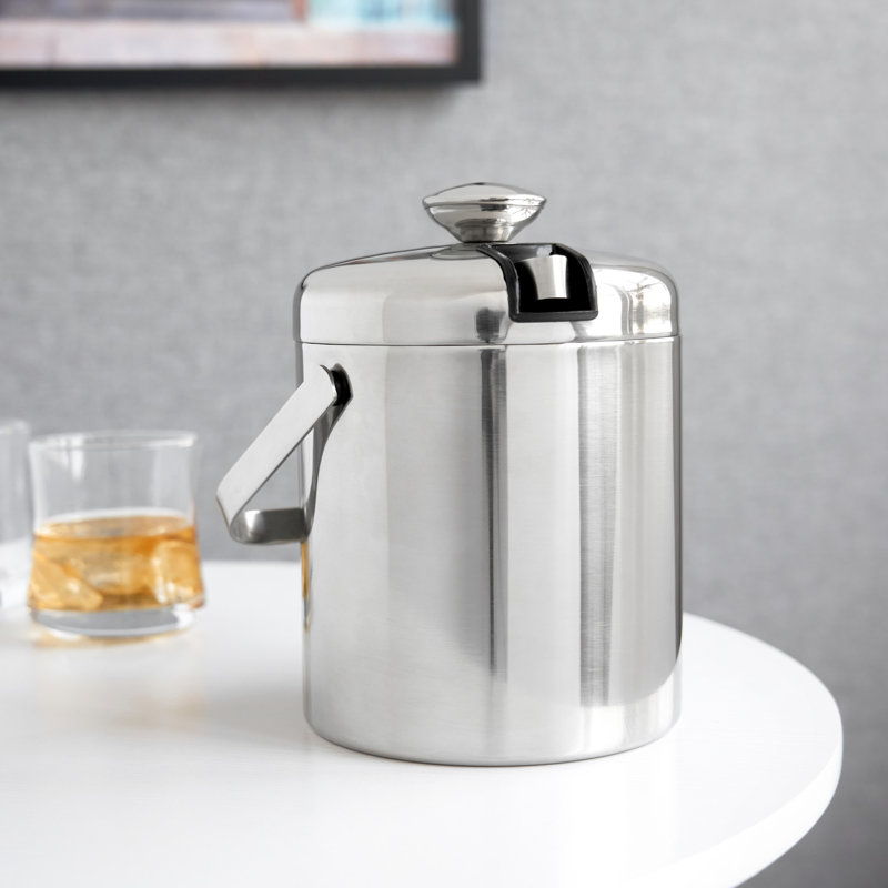 1.3L Stainless Steel Double-Walled Ice Bucket with Tongs