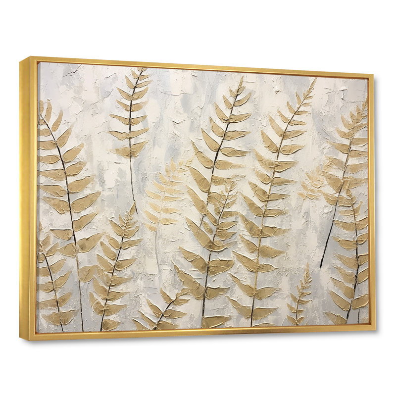 Golden Ferns Silent Symphony VI sur impression sur toile, H 34 po x l 44 po x P 1,5 po, Cadre flottant doré