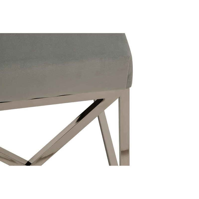 Sayyed Velvet Upholstered Bench, Silver, Grey