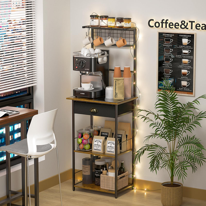Station de café à 5 niveaux avec tiroir (noir)