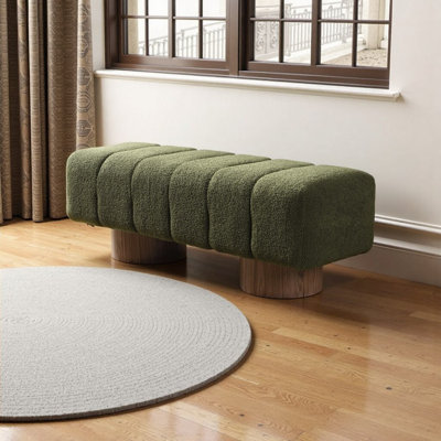 Banc rembourré en tissu Green Boucle