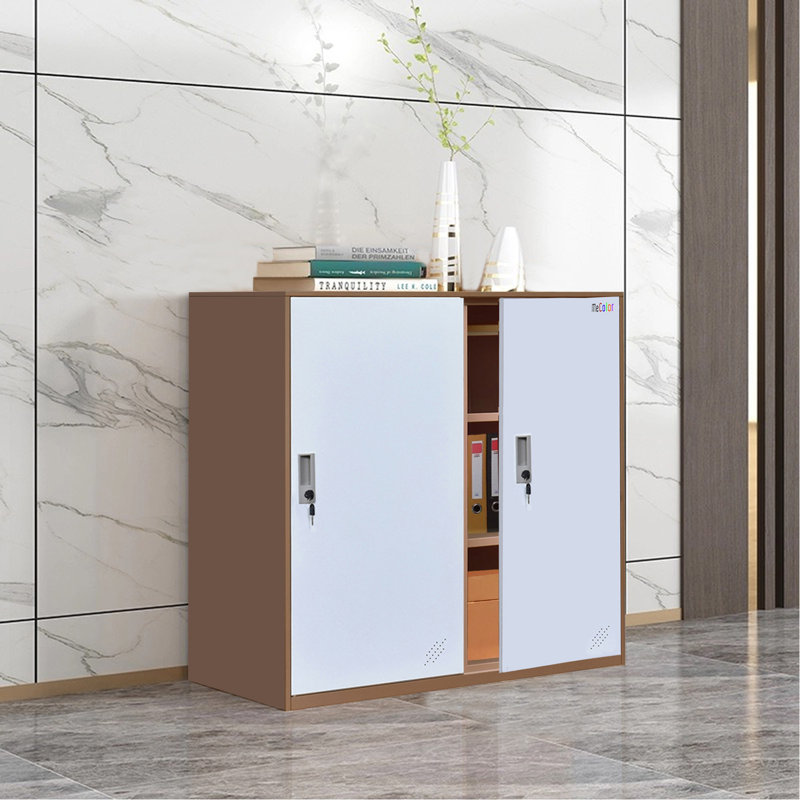 Armoire casier 2 portes avec tablettes et serrure à clé 