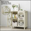 Buffet, armoire de salle de bain autoportante avec portes en verre trempé, console de cuisine rétro moderne, armoire de rangement décorative à 2 portes, couleur crème