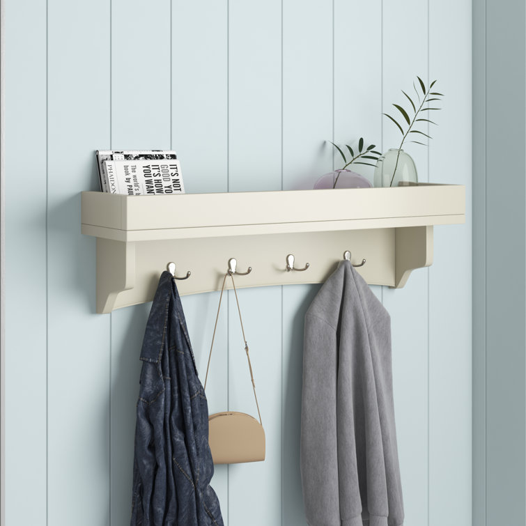 Ajwad 36" Wide Cottage Beach House Design Wall Mounted Coat Rack with 8 Hooks And 1 Shelf Tray