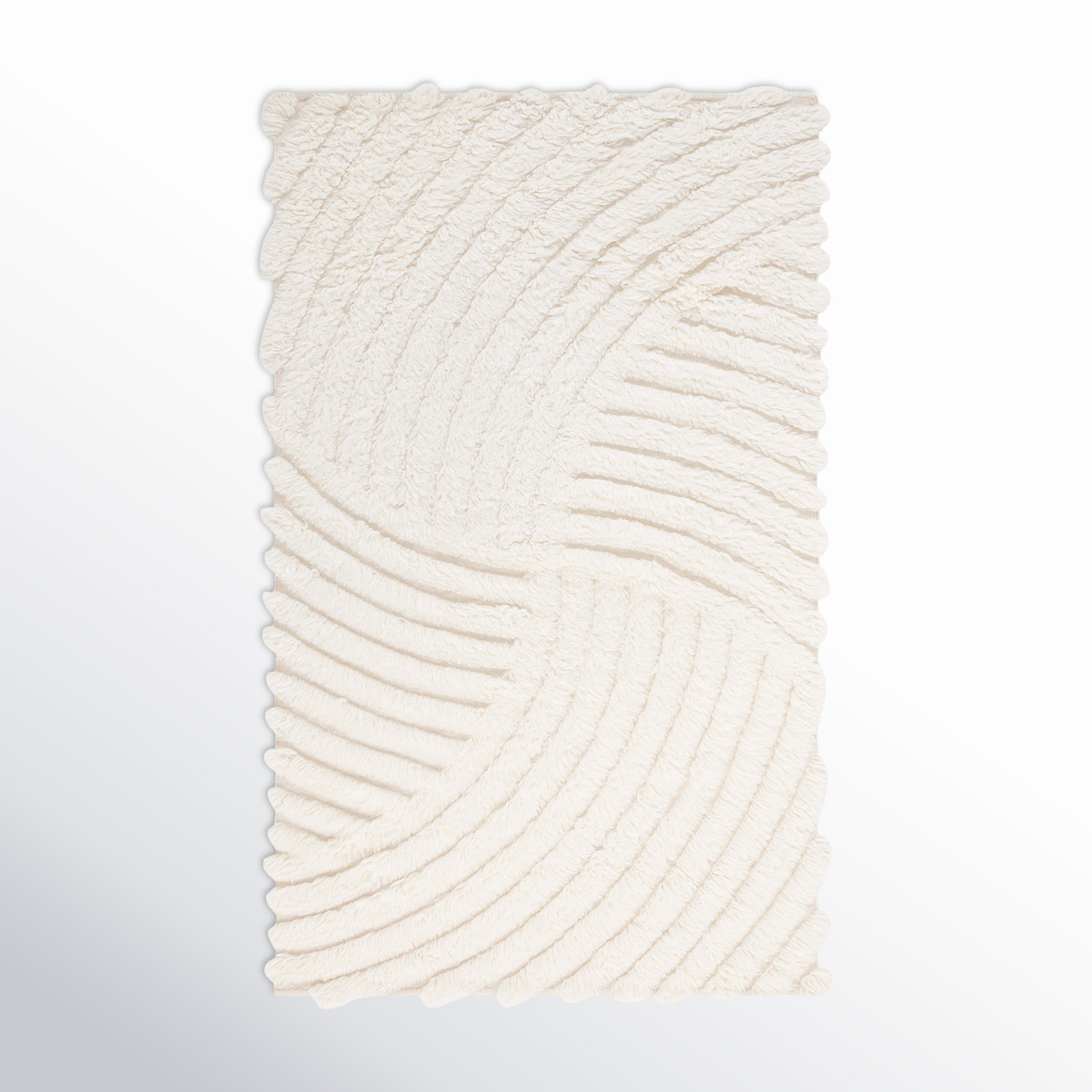 Abriel Abstract Handmade Wool Area Rug in Ivory, Rectangle 8' x 10'