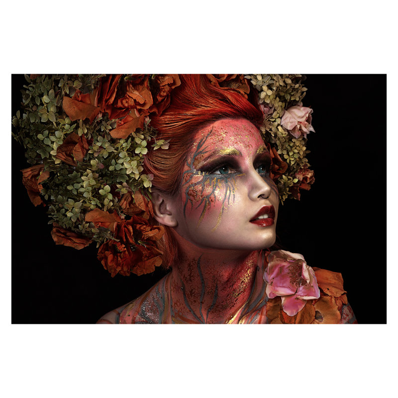 Art mural en verre trempé sans cadre Lady of Fall - 60 po x 40 po