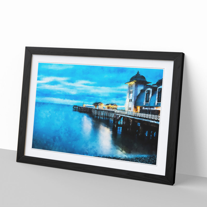 Penarth Pier Pavilion in Wales - Picture Frame Graphic Art, 27cm H x 36cm W x 2cm D, Black Framed