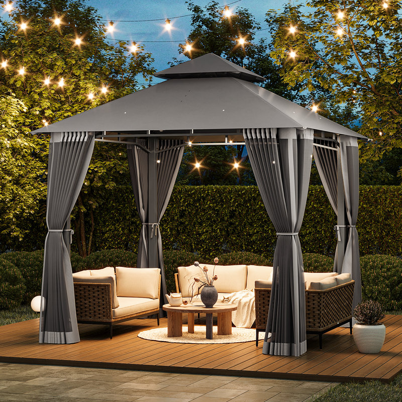 8 Ft. W X 8 Ft. D Patio Gazebo With Double Roof