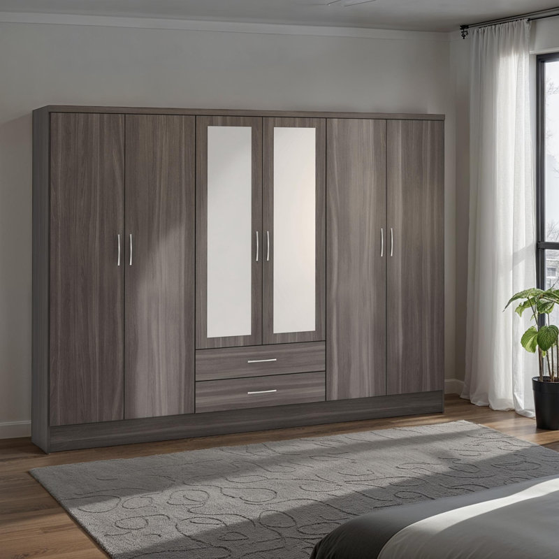 Cascio 6 Door Wardrobe, Black Wood Grain