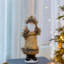 2 pièces de décorations de gnomes de Noël rustiques, manteaux beiges avec détails de fourrure pour des présentoirs de table et de manteau de cheminée festifs