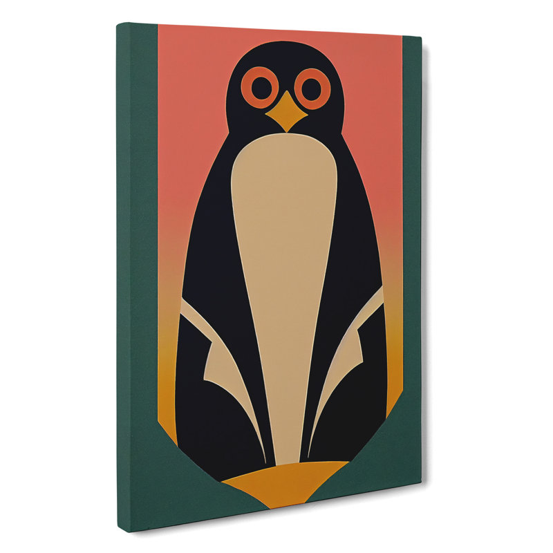 Penguin In Abstract No.5 - Wall Art, Wrapped Canvas, No Matte, 60cm H x 40cm W  x 2cm D