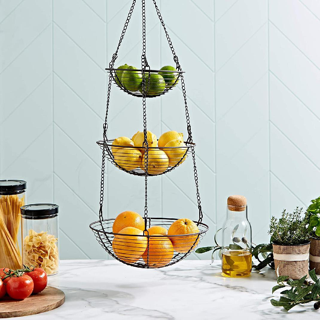 Hanging Kitchen Baskets Adhesive Sturdy Wire Storage Baskets with