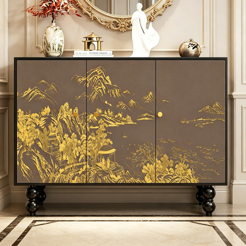 Chinese Style Wooden Entryway Storage Cabinet