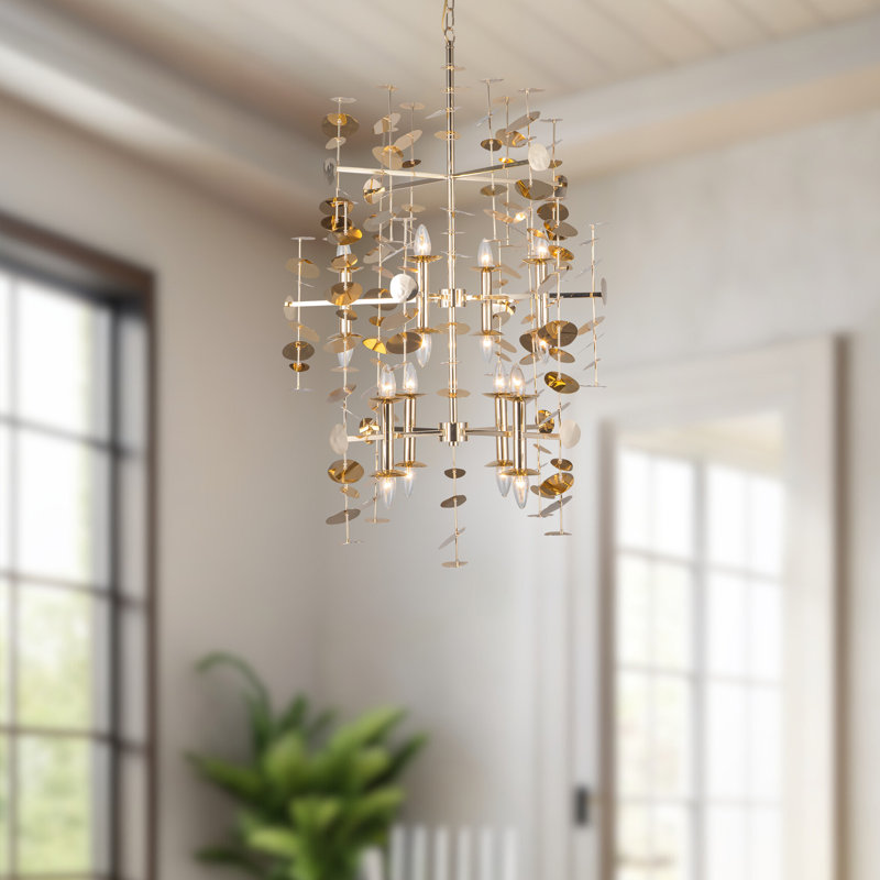 Yukari 16 - Light Modern Linear Chandelier, Polished Brass
