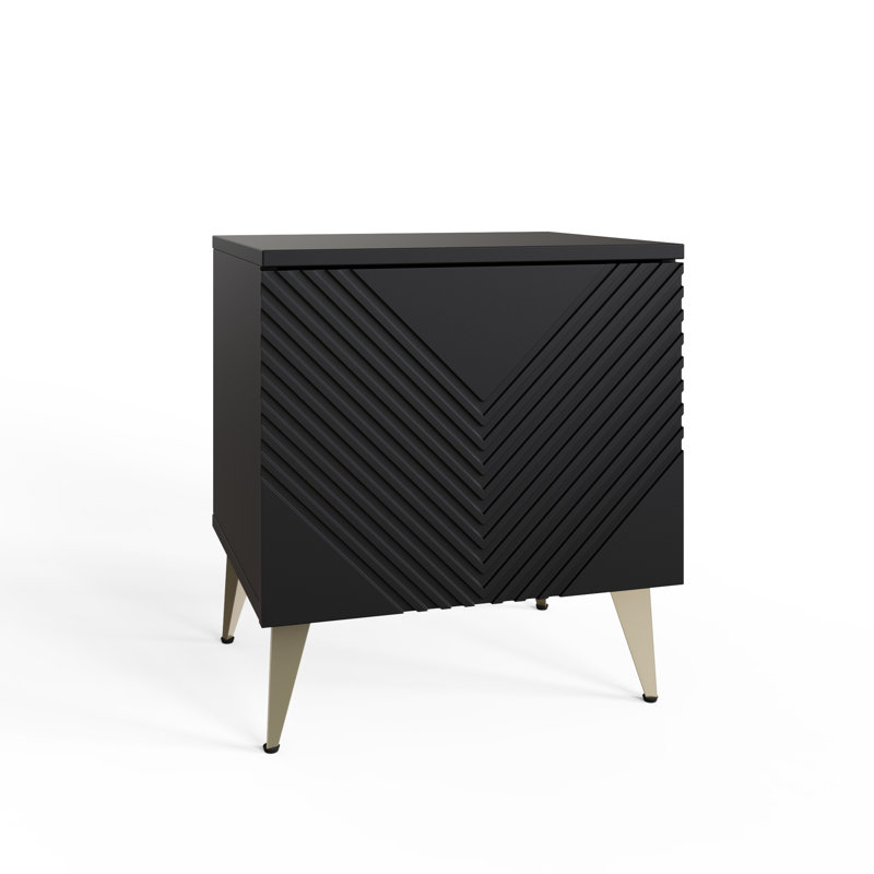 AVA Side Table with Storage , Black