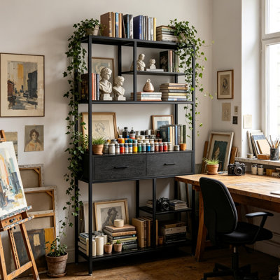 Izek 180cm H x 90cm W Solid Wood Etagere Bookcase