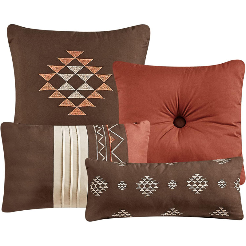  7-Piece Rustic Southwestern Native Aztec Comforter Set, King Comforter + 4 Additional Pieces