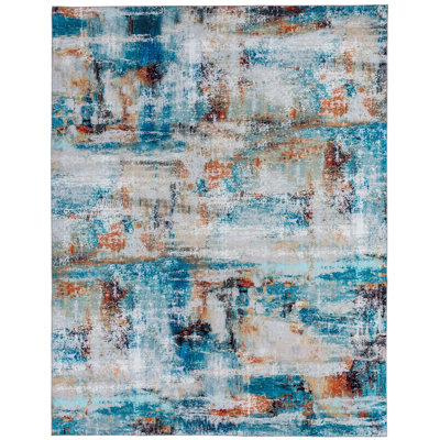 Abstract Area Rug in Blue