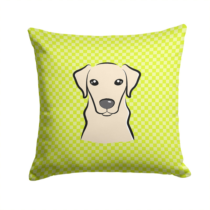 Coussin intérieur/extérieur jaune-labrador damier, H 14 po x l 14 po x P 4 po, Vert