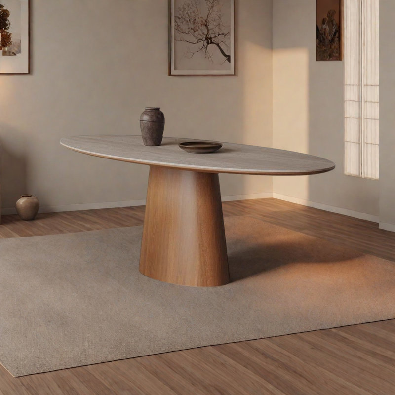 French Elegant Oval Dining Table, 29.5"H x 63"L x 31.5"W