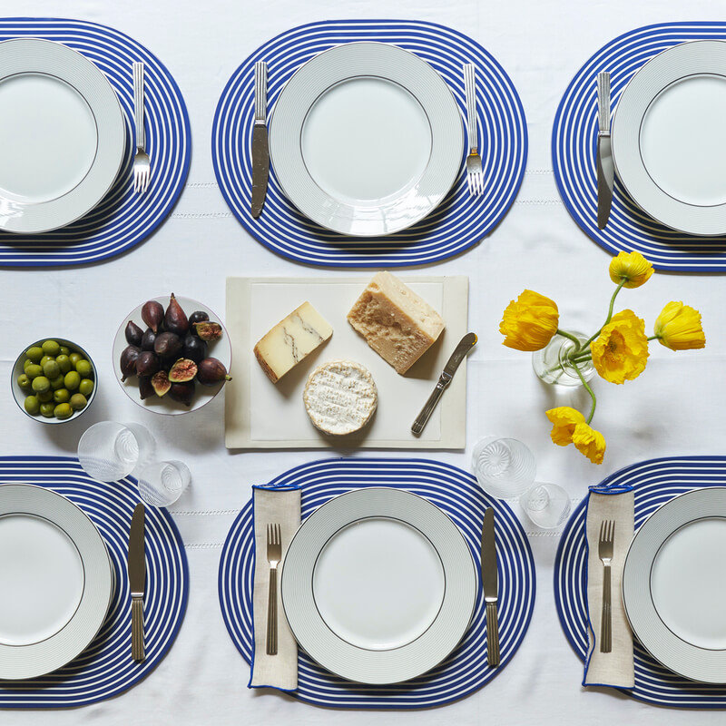 Lacquer Stripe Placemats, Plum/White