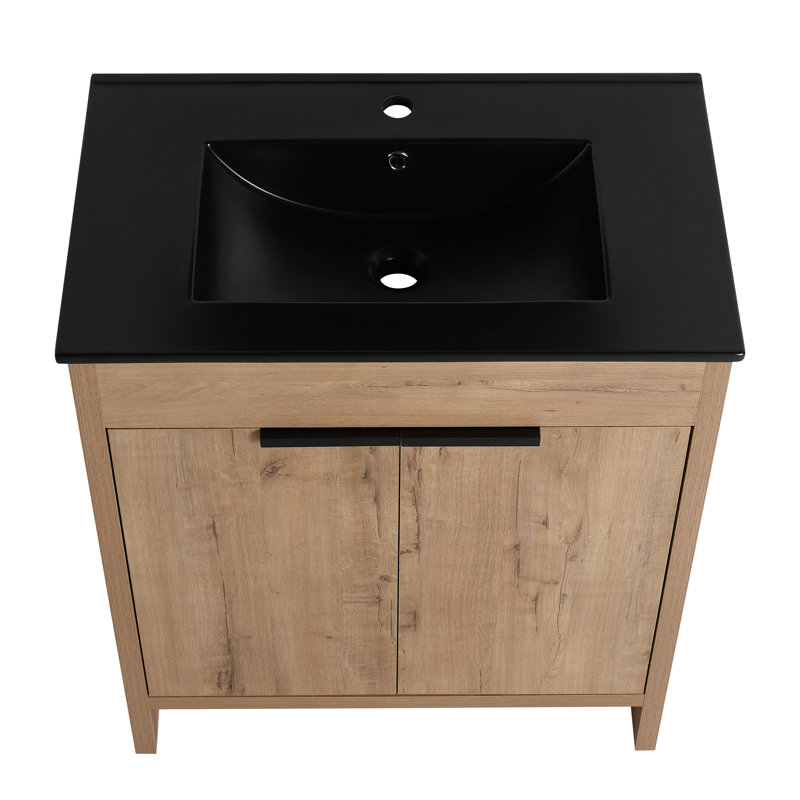 Meuble-lavabo autoportant avec lavabo en céramique